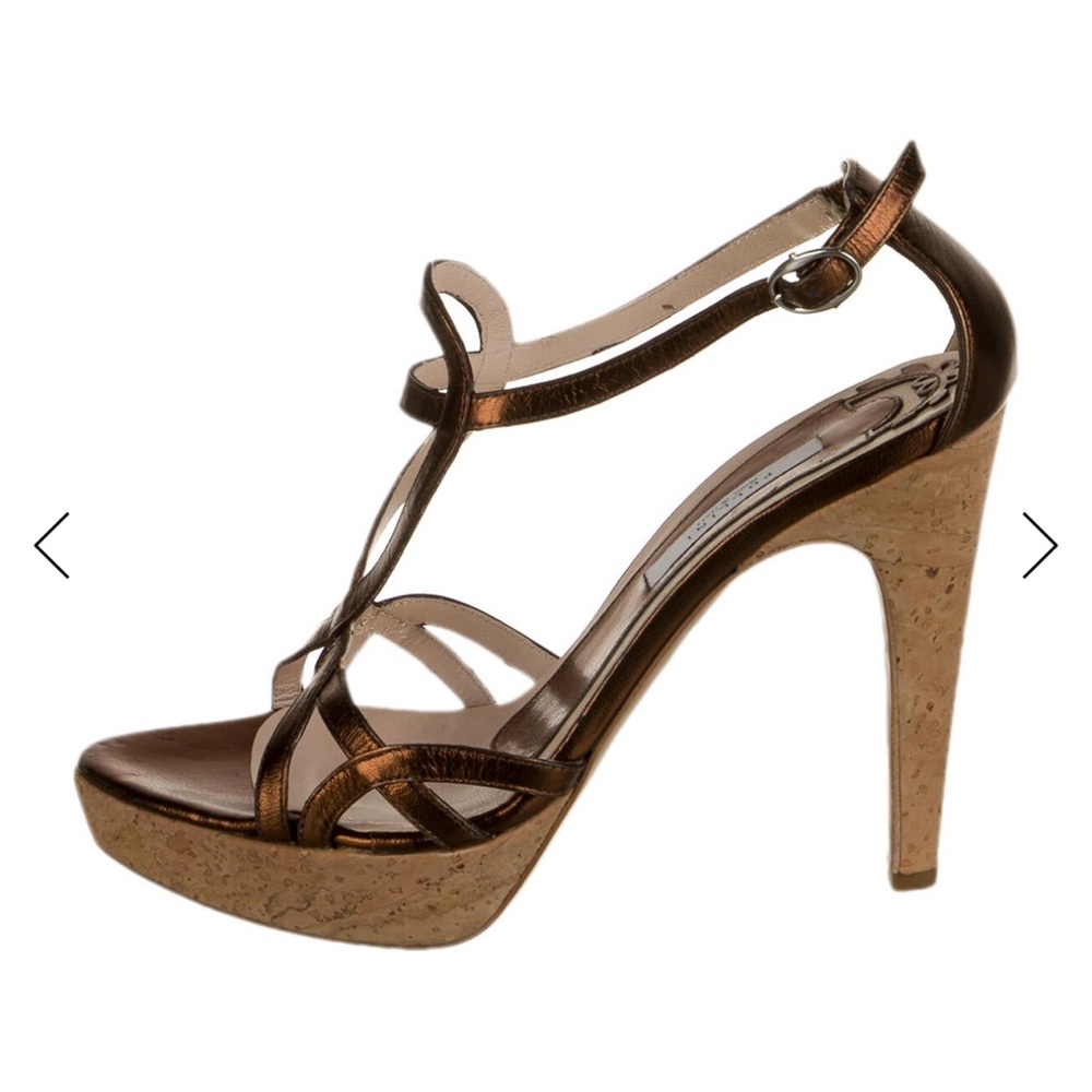 Pollini Metallic Bronze Strappy Heels